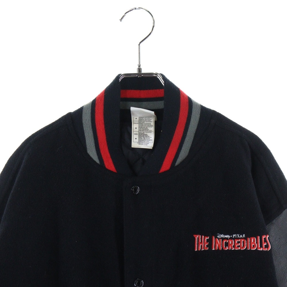 VINTAGE(ヴィンテージ) Disney Store THE INCREDIBLES Mr.インクレディブル 袖革ウールスタジャン アワード バーシティジャケット ブラック