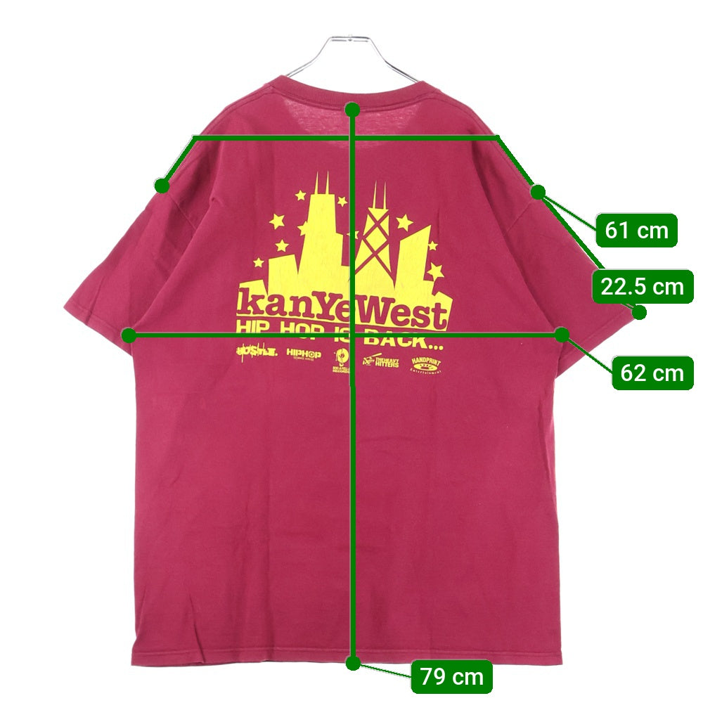 VINTAGE(ヴィンテージ) 90-00S THE COLLEGE DROPOUT KANYE WEST HIP HOP IS BACK カニエ ウエストカレッジドロップアウト 両面プリント 半袖Tシャツ カットソー レッド
