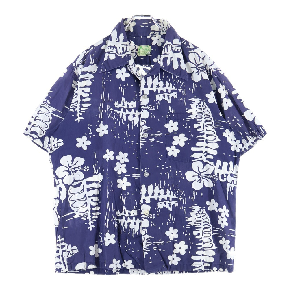 VINTAGE(ヴィンテージ) 70s UI-MAIKAI ウィマイカイ アロハシャツ ハワイアンシャツ 半袖シャツ ネイビー×ホワイト
