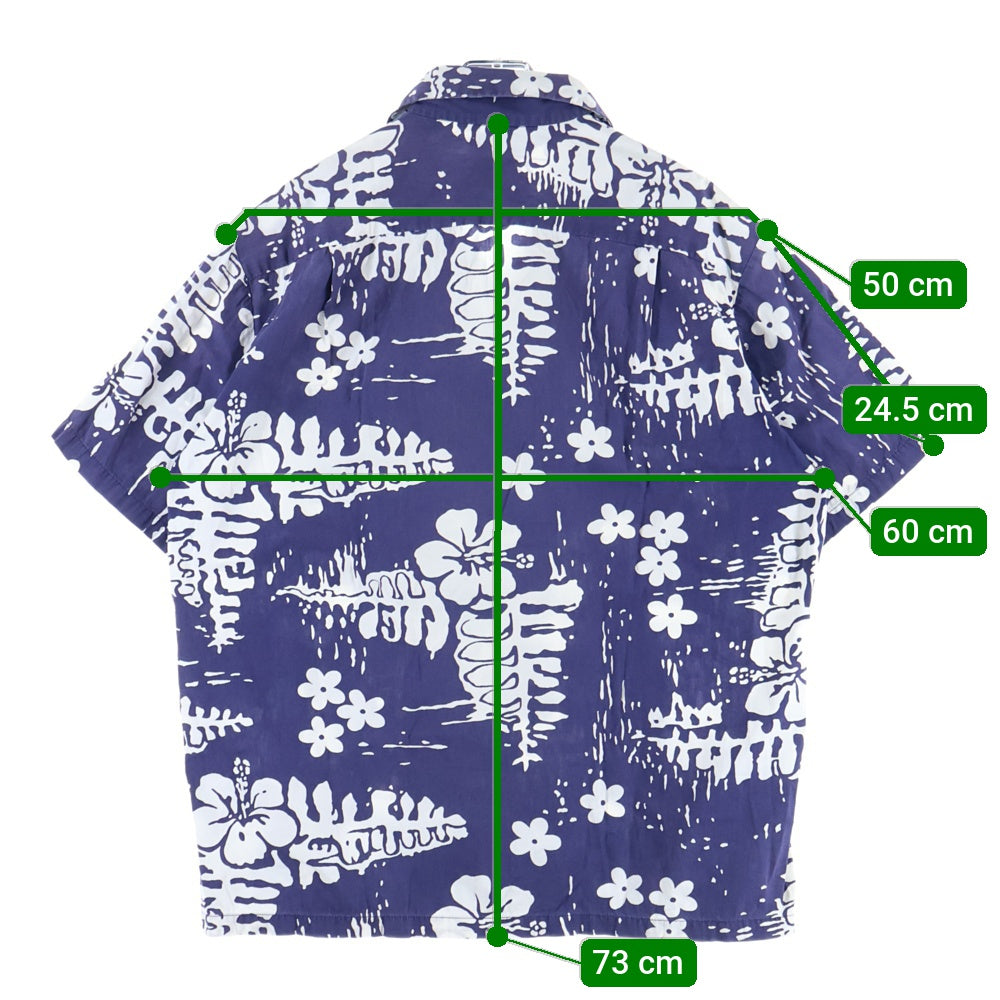 VINTAGE(ヴィンテージ) 70s UI-MAIKAI ウィマイカイ アロハシャツ ハワイアンシャツ 半袖シャツ ネイビー×ホワイト