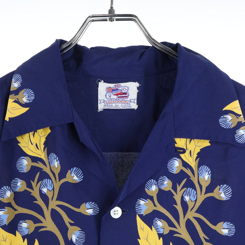 VINTAGE(ヴィンテージ) 50s DUKE KAHANAMOKU MADE BY CISCO デュークカハナモク アロハシャツ ハワイアンシャツ 半袖シャツ ネイビー