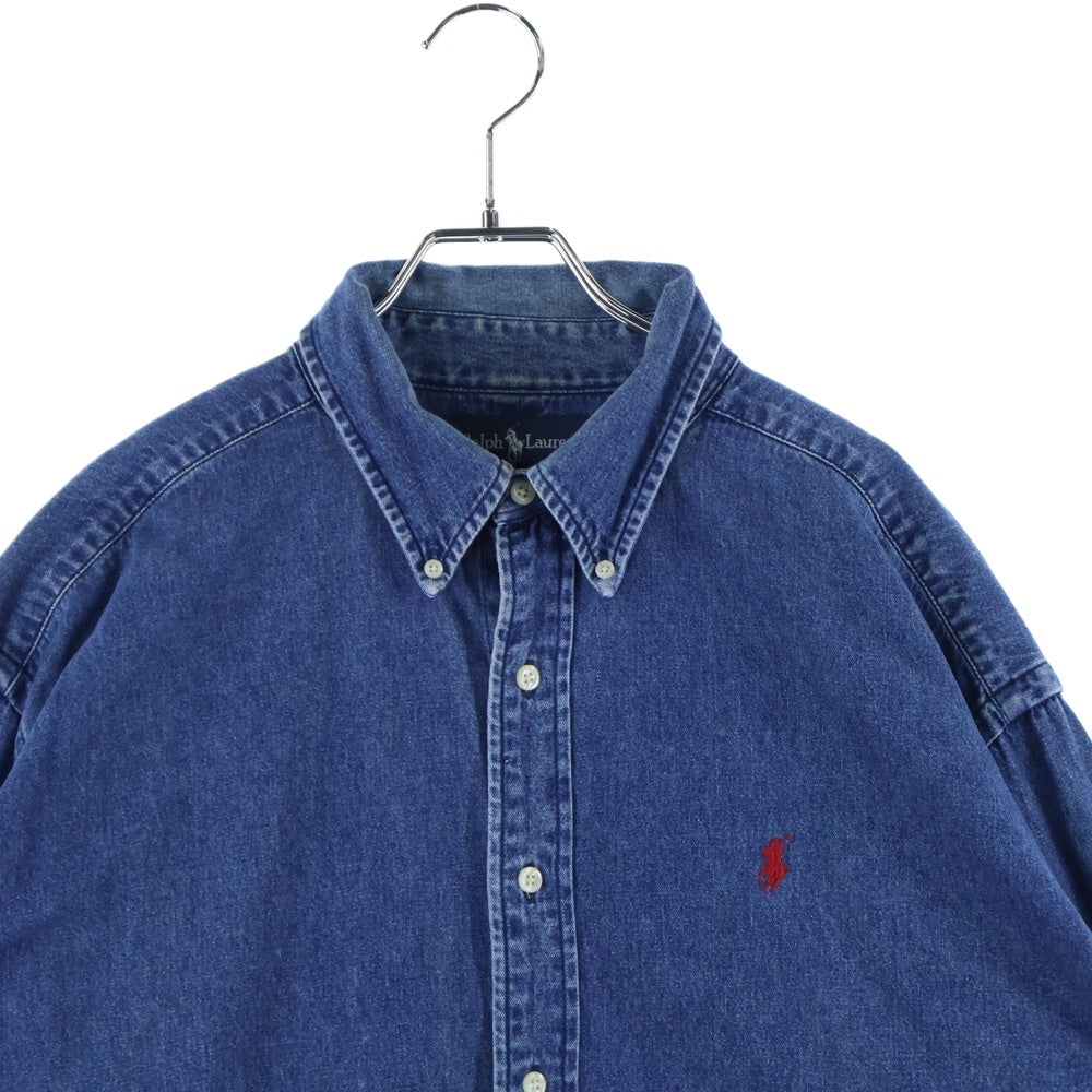 RALPH LAUREN(ラルフローレン) 90s BLAIRE Denim Shirt デニムシャツ 長袖シャツ 胸ロゴ インディゴ