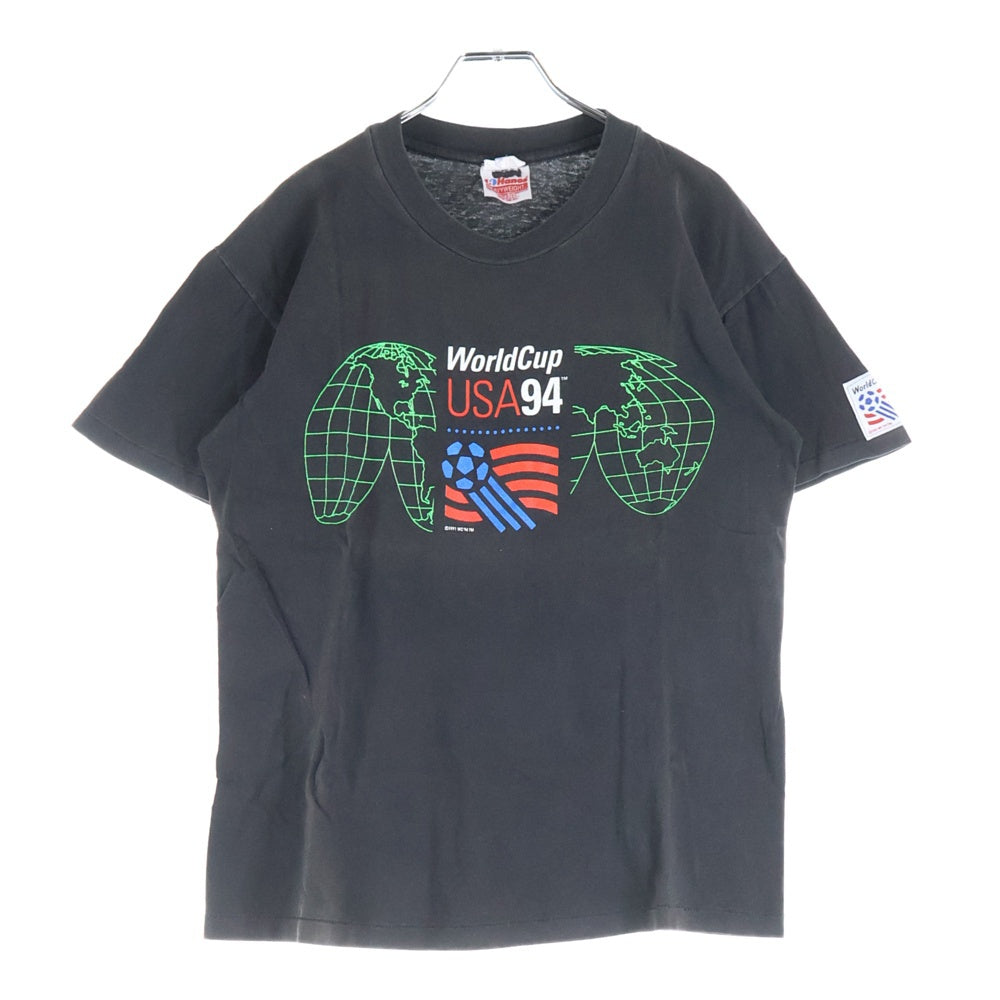 VINTAGE(ヴィンテージ) 90s FIFA WORLDCUP USA 1994 サッカー ワールドカップ アメリカ 半袖Tシャツ カットソー ブラック