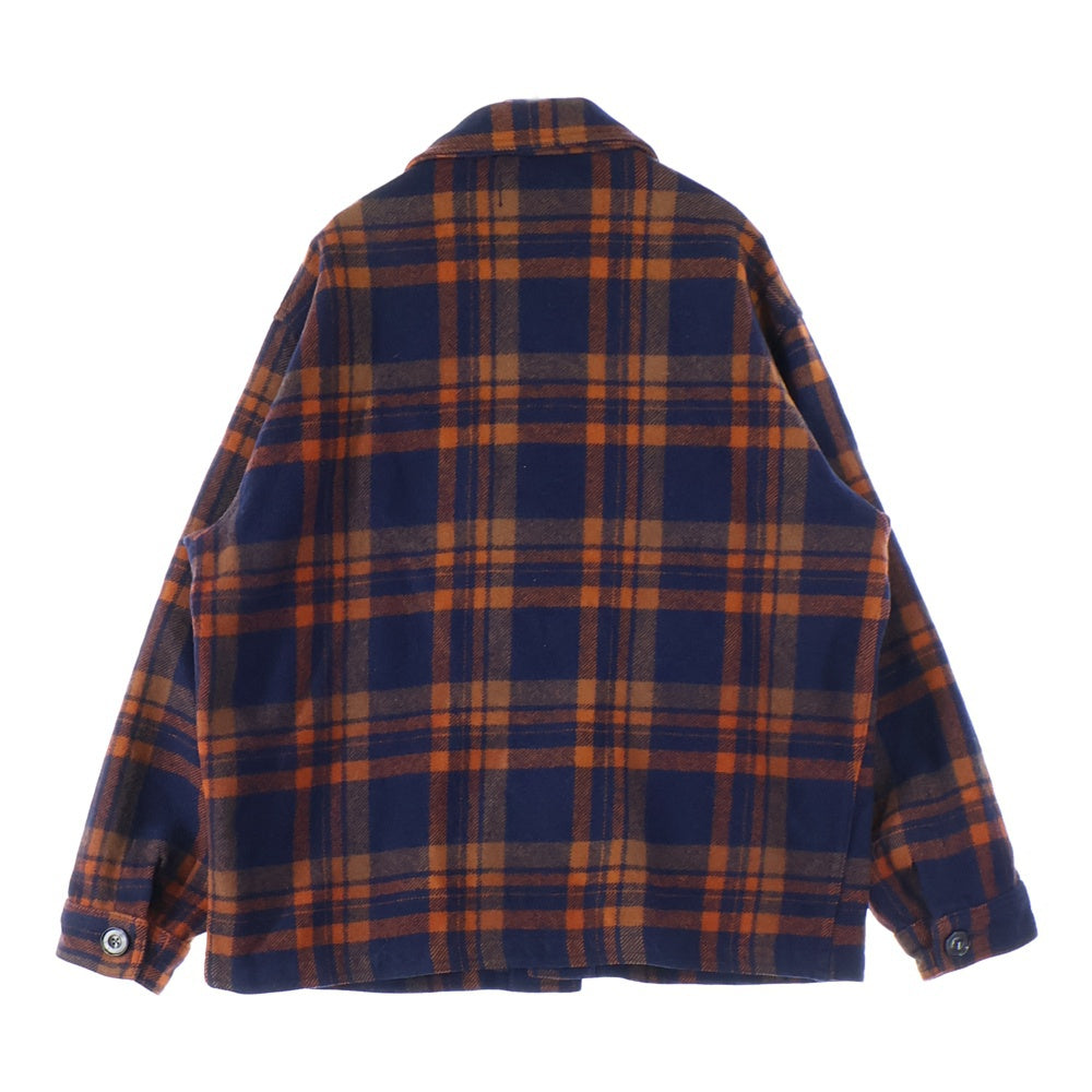 PENDLETON(ペンドルトン) 70S VINTAGE WOOL CHECK CRUISER JACKET ウール チェック クルーザージャケット オレンジ/ネイビー