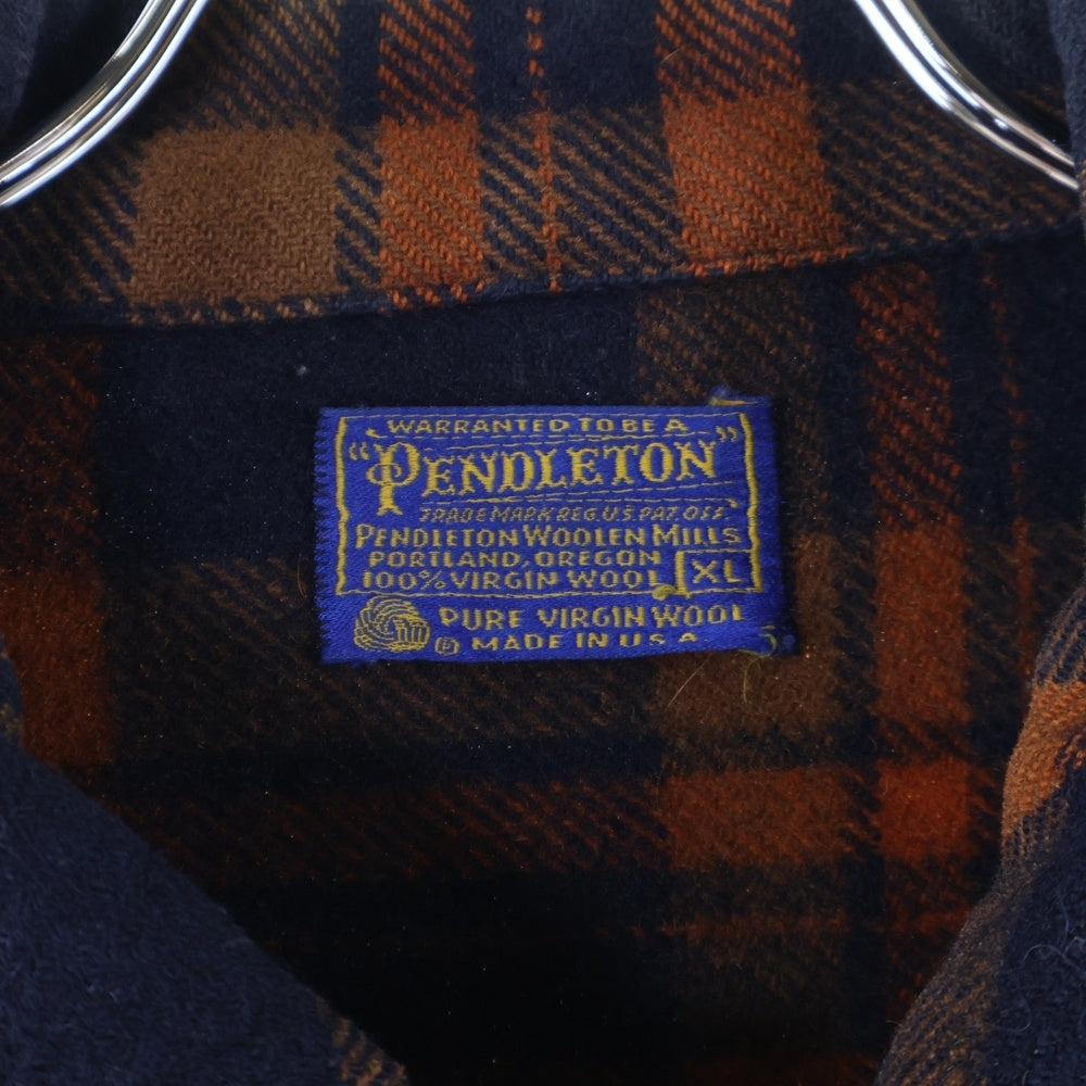 PENDLETON(ペンドルトン) 70S VINTAGE WOOL CHECK CRUISER JACKET ウール チェック クルーザージャケット オレンジ/ネイビー