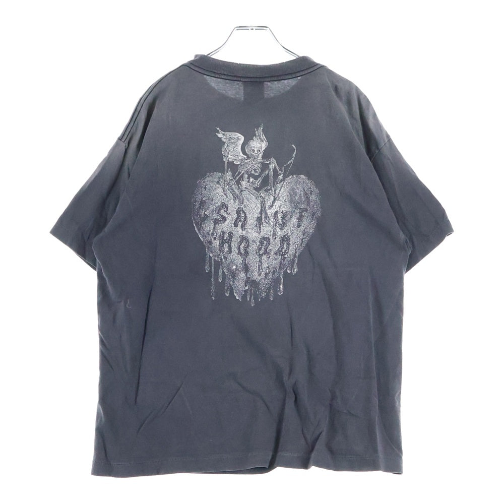 SAINT MICHAEL(セントマイケル) 25SS ×ネイバーフッド フィアレス ヴィンテージ加工 両面プリントTシャツ 半袖クルーネック ブラック SM-HR8-0000-C70