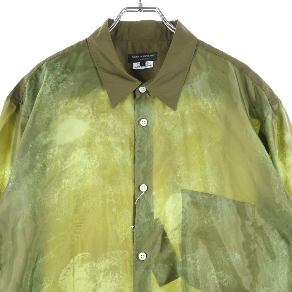 COMME des GARCONS HOMME PLUS(コムデギャルソンオムプリュス) 25AW GREEN ABSTRACT BUTTON-UP SHIRTS L/S 長袖シャツ カーキ PP-B011-051-2-4 AD2025