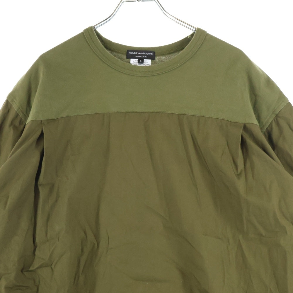 COMME des GARCONS HOMME PLUS(コムデギャルソンオムプリュス) 25AW 切り替えクルーネック 長袖ドッキングシャツ カーキ PP-B020