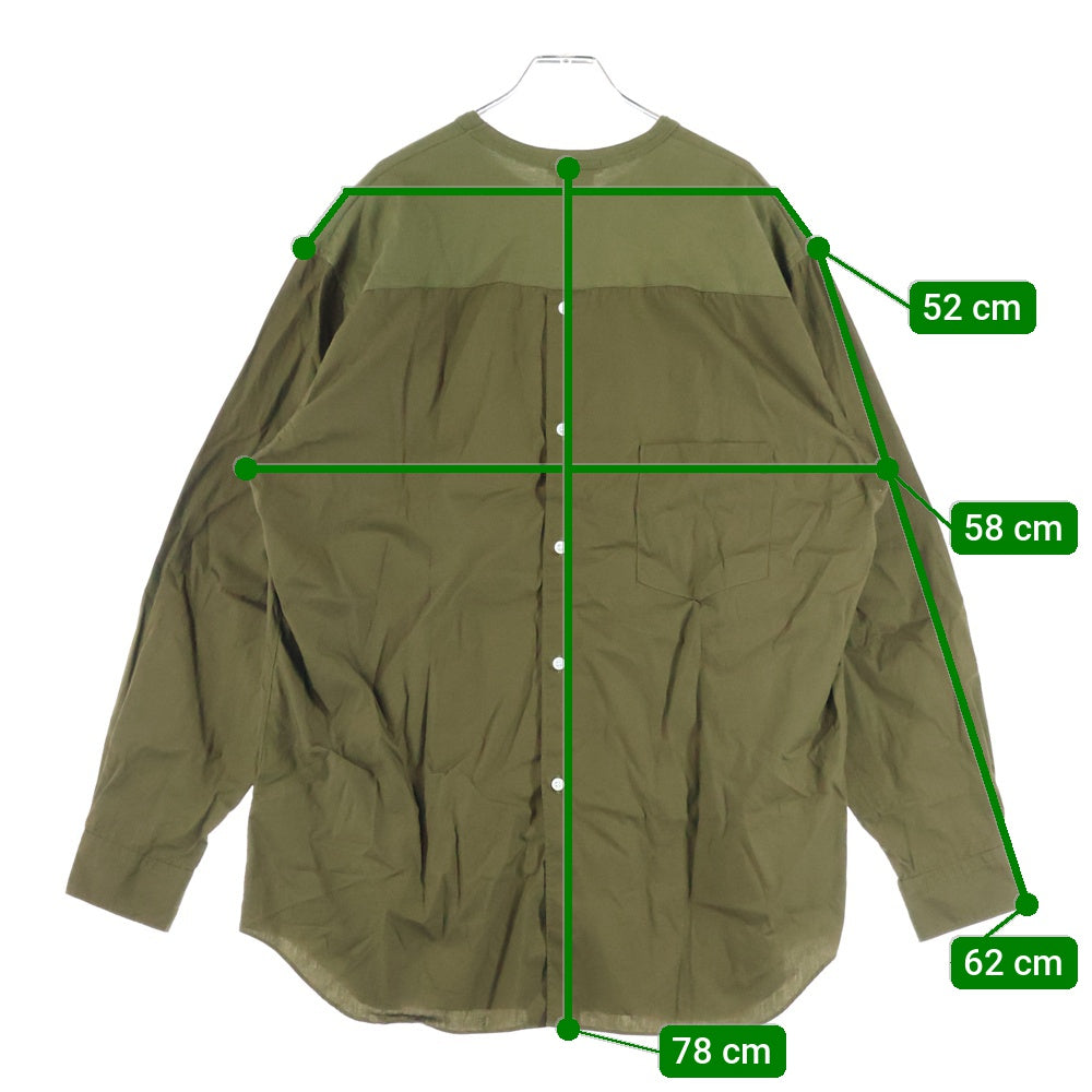 COMME des GARCONS HOMME PLUS(コムデギャルソンオムプリュス) 25AW 切り替えクルーネック 長袖ドッキングシャツ カーキ PP-B020