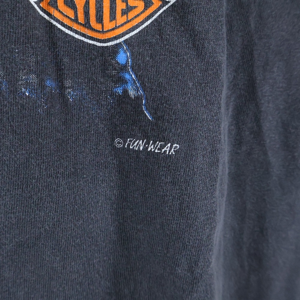 VINTAGE(ヴィンテージ) 90S HARLEY-DAVIDSON LICENSED LIGHTNING TEE ハーレーダビッドソン ライトニング プリント 半袖Tシャツ カットソー ブラック