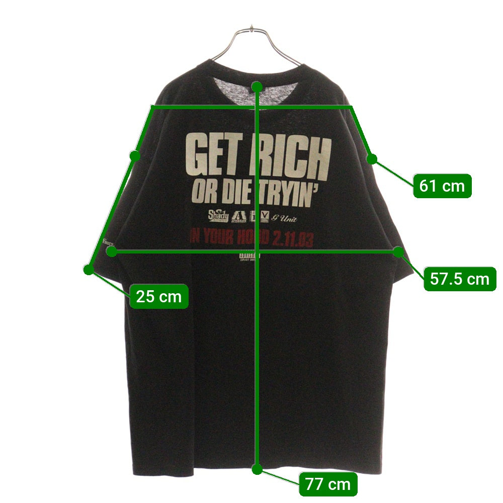 VINTAGE(ヴィンテージ) 00S 50CENT GET RICH OR RIDE TRYIN フィフティセント ラップ 半袖Tシャツ カットソー ブラック