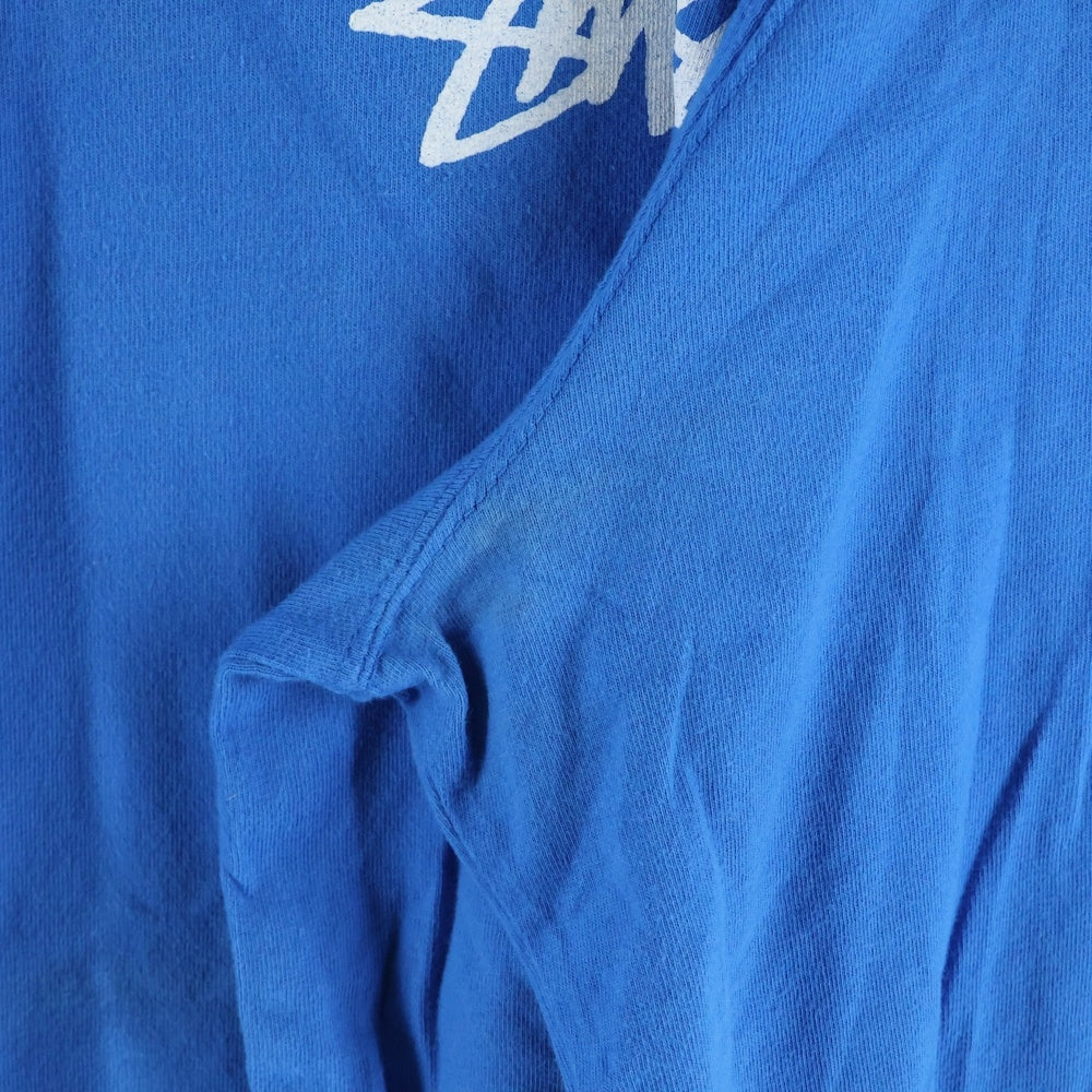 STUSSY(ステューシー) LOGO L/S TEE 袖プリント クルーネック長袖カットソー ブルー