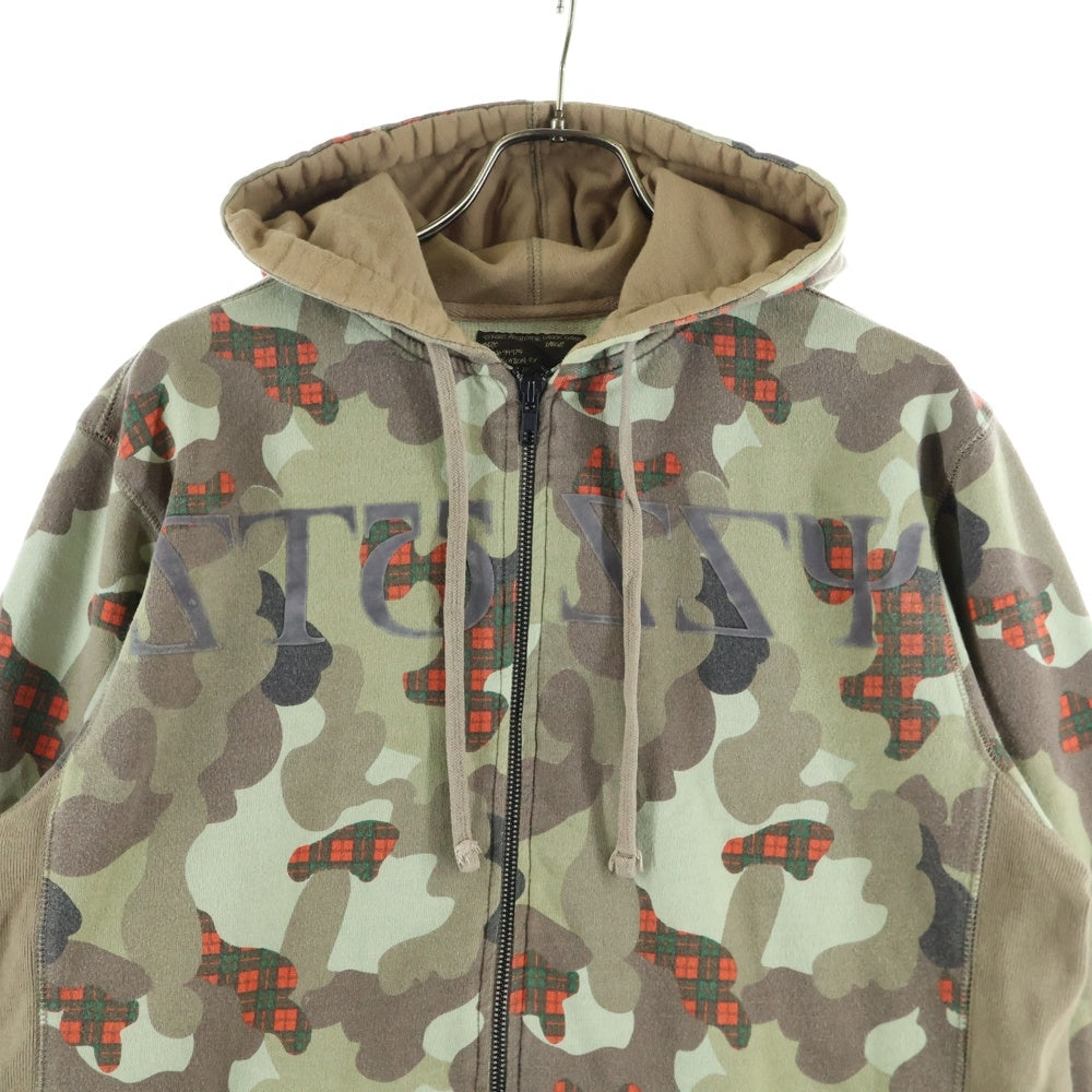 STUSSY(ステューシー) 00s Check Camo Zip Hoodie チェックカモ ジップアップフーディー カーキ