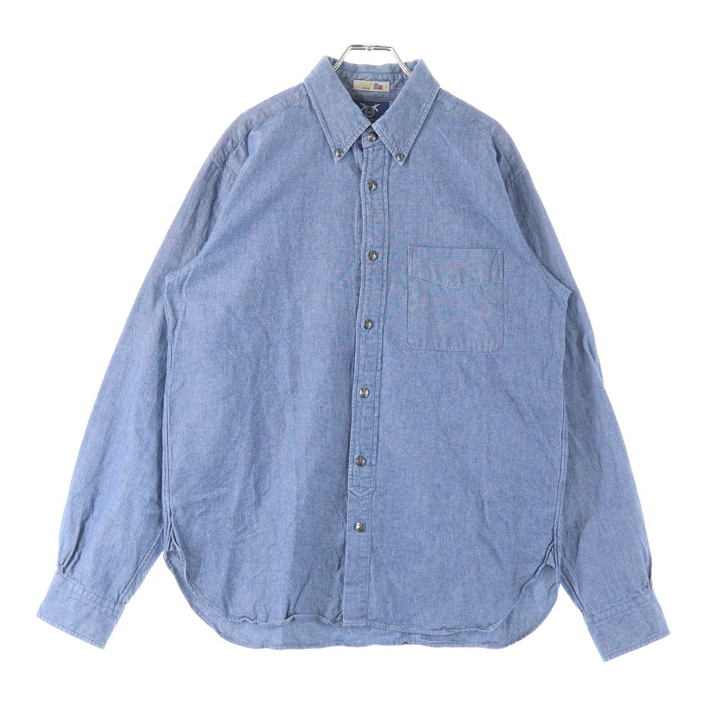 NO BRAND(ノーブランド) Hummingbirds Hill ROBERT KAUFMAN ハミングバーズヒル ロバートカフマン 長袖ボタンシャツ ブルー