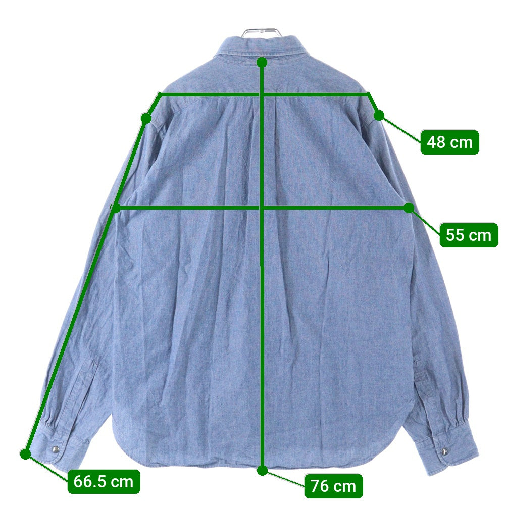 NO BRAND(ノーブランド) Hummingbirds Hill ROBERT KAUFMAN ハミングバーズヒル ロバートカフマン 長袖ボタンシャツ ブルー