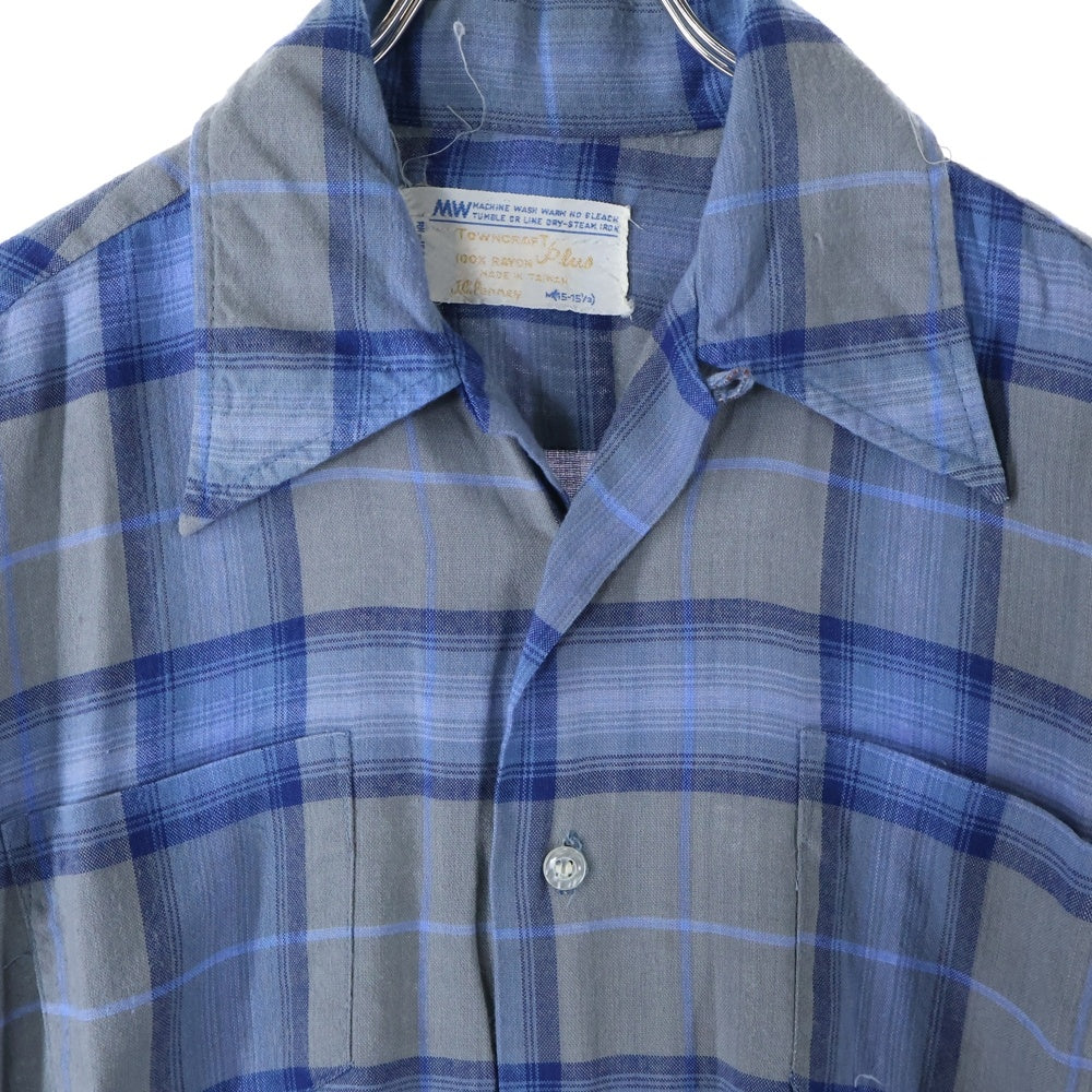 PENNEYS TOWNCRAFT(ぺニーズタウンクラフト) 70S RAYON CHECK SHIRT レーヨン チェック シャツ ブルー