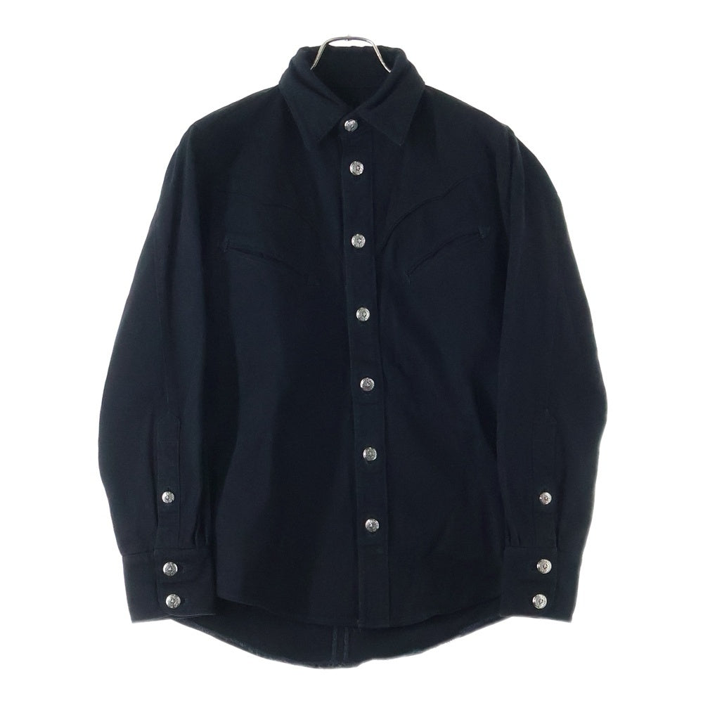 CHROME HEARTS(クロムハーツ) クロスボールボタン ブラックデニム クロスパッチ ウエスタン 長袖 シャツ ブラック