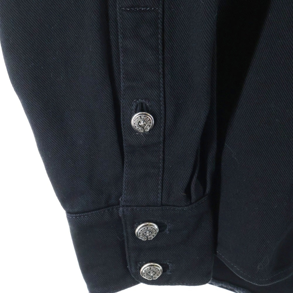 CHROME HEARTS(クロムハーツ) クロスボールボタン ブラックデニム クロスパッチ ウエスタン 長袖 シャツ ブラック