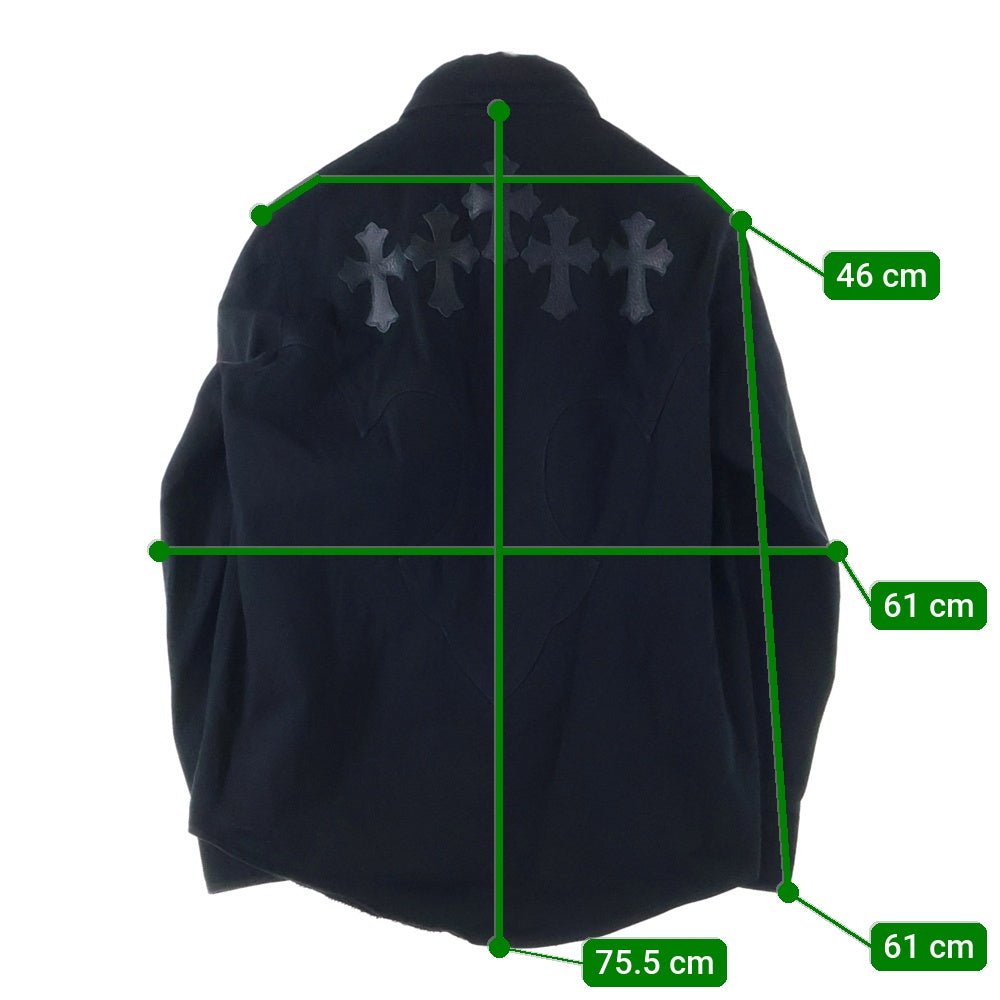 CHROME HEARTS(クロムハーツ) クロスボールボタン ブラックデニム クロスパッチ ウエスタン 長袖 シャツ ブラック