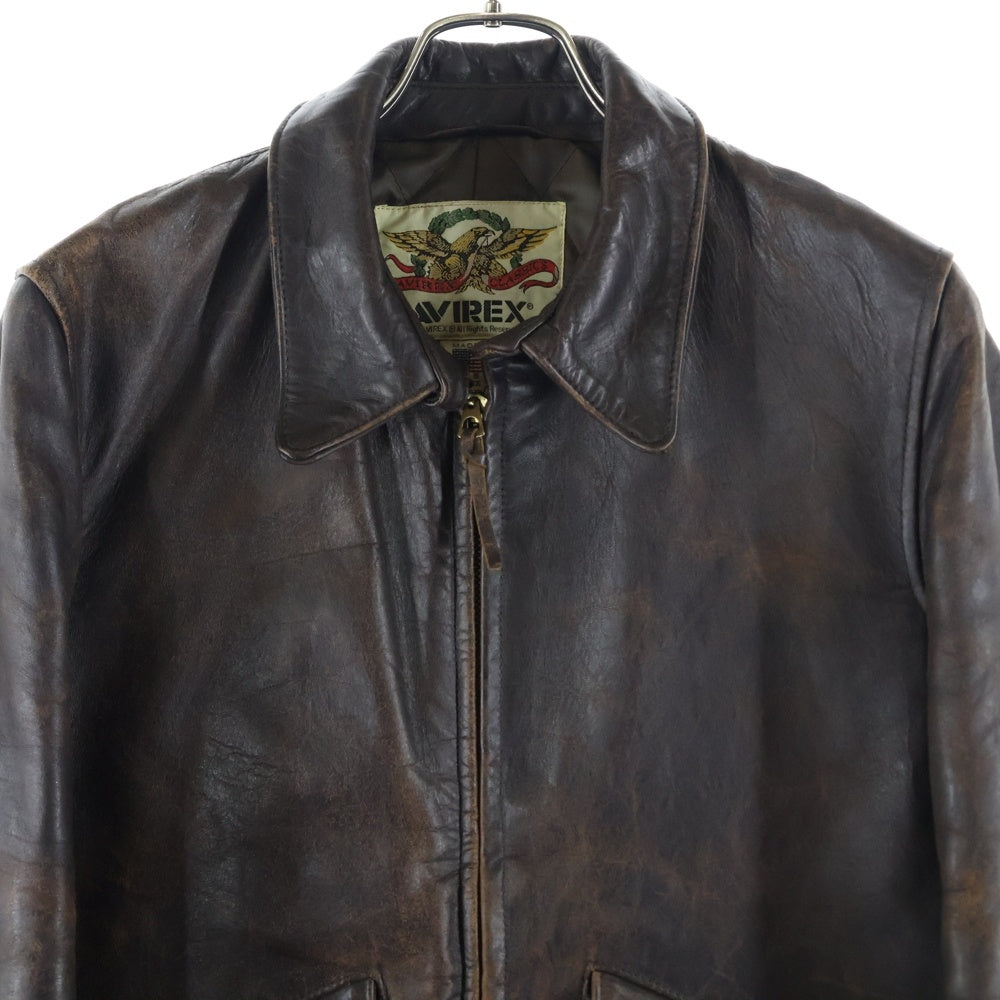 AVIREX(アヴィレックス) ホースハイド シングルレザージャケット ジップアップ ブラウン C21V101 2151008