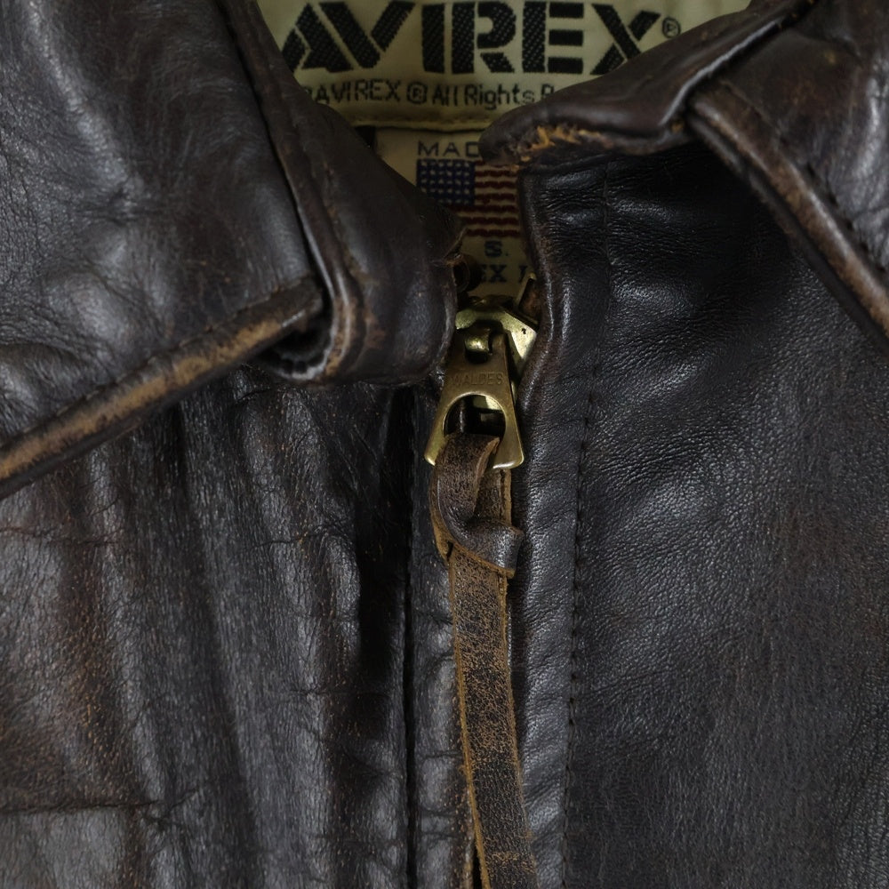AVIREX(アヴィレックス) ホースハイド シングルレザージャケット ジップアップ ブラウン C21V101 2151008