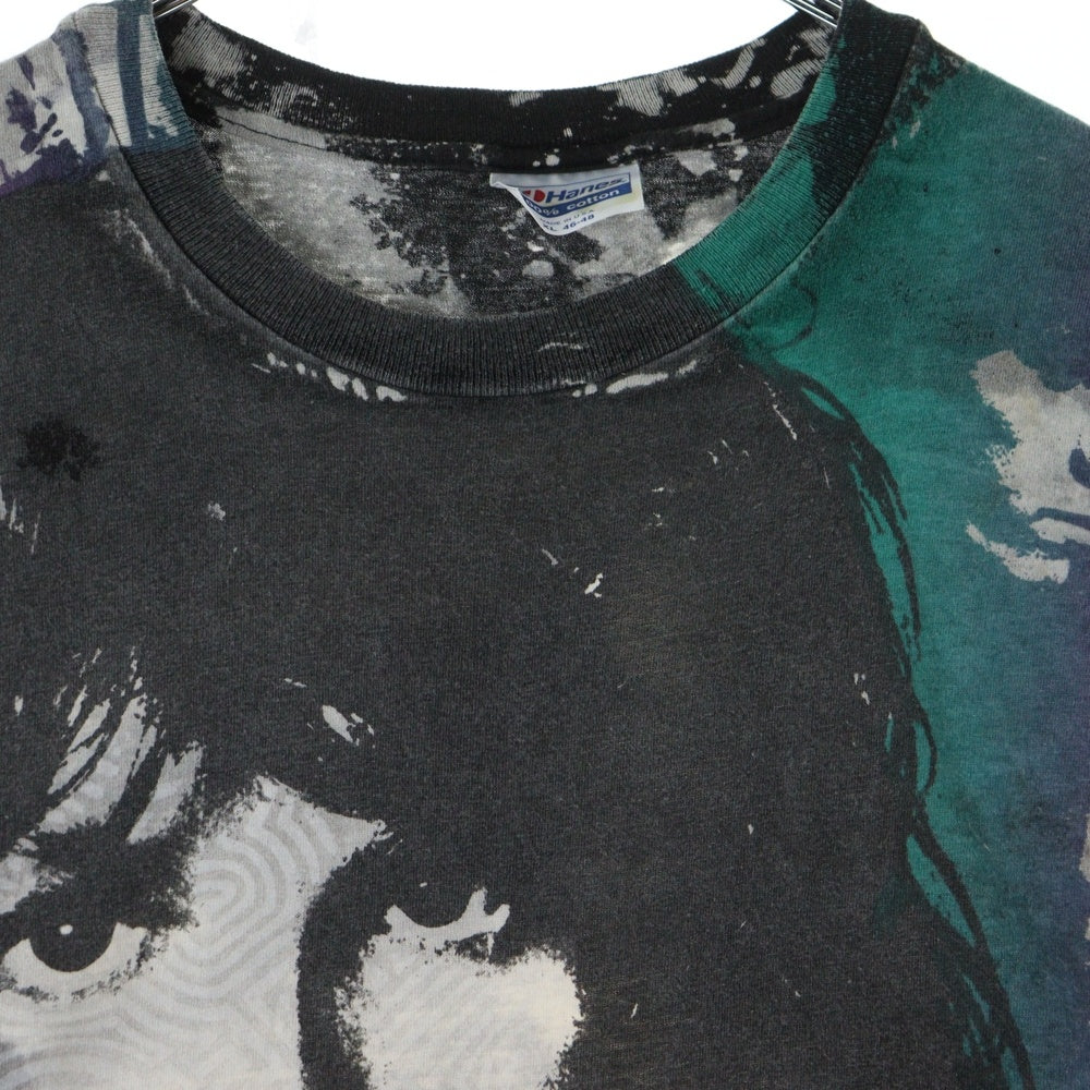 VINTAGE(ヴィンテージ) 80-90S JIM MORRISON MOSQUITOHEAD FULL PRINT ジムモリソン モスキートヘッド ブリーチ加工 半袖Tシャツ カットソー ブラック
