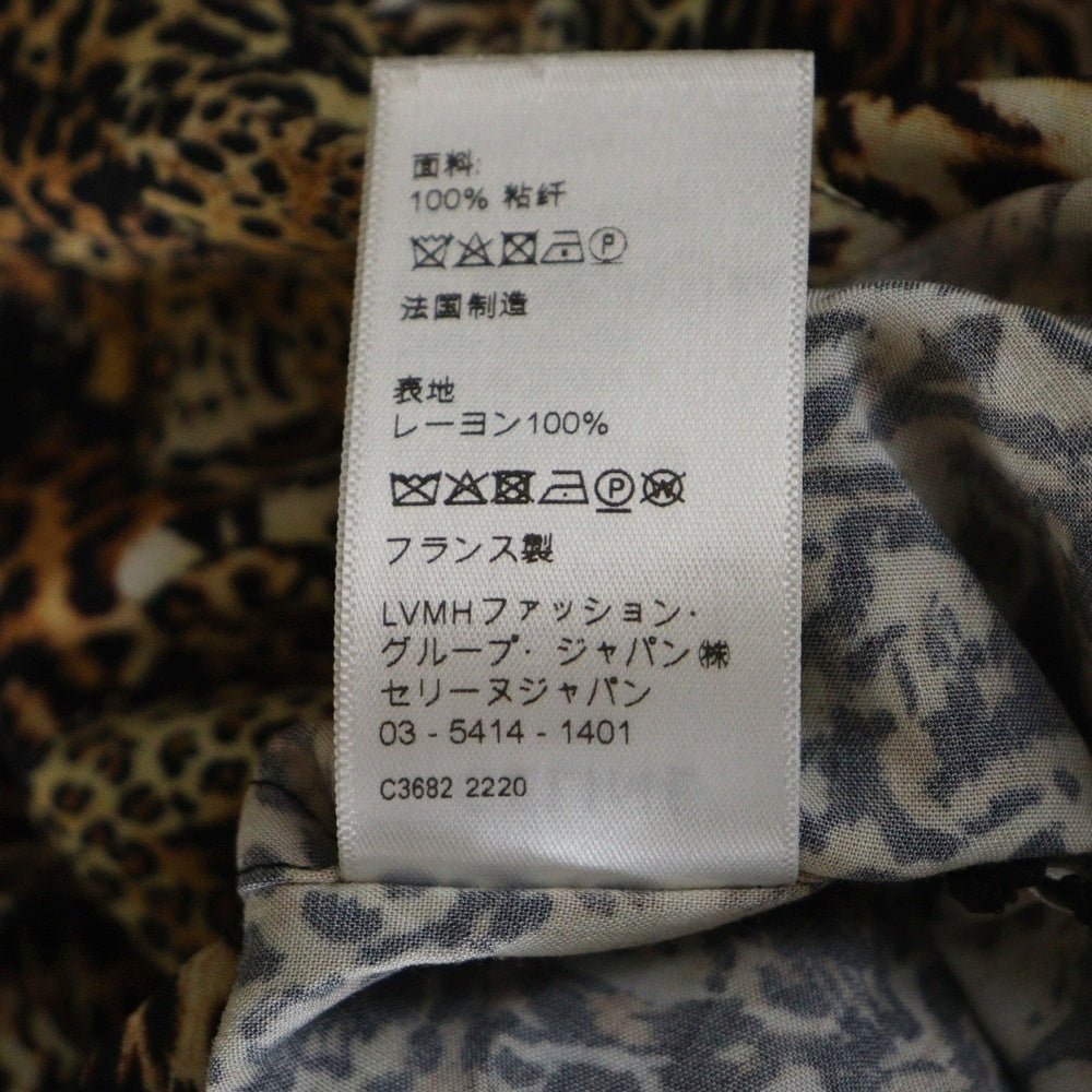 CELINE(セリーヌ) 22SS レオパード柄 開襟 半袖総柄シャツ ブラウン