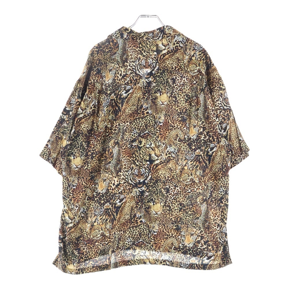 CELINE(セリーヌ) 22SS レオパード オープンカラー 半袖 総柄 シャツ ブラウン 2C517251S