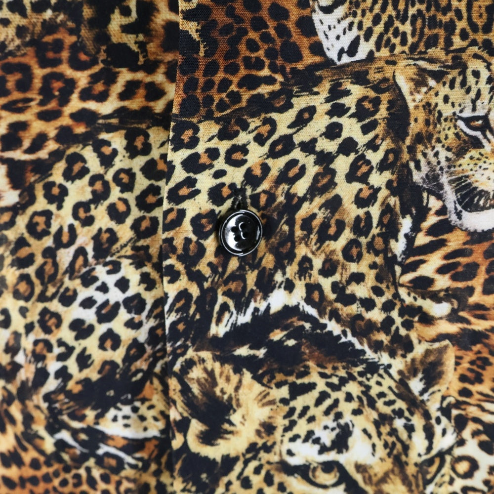 CELINE(セリーヌ) 22SS レオパード オープンカラー 半袖 総柄 シャツ ブラウン 2C517251S