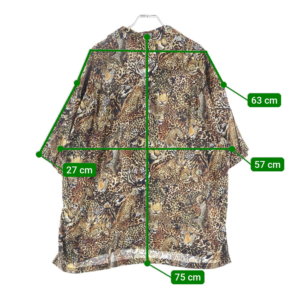 CELINE(セリーヌ) 22SS レオパード オープンカラー 半袖 総柄 シャツ ブラウン 2C517251S