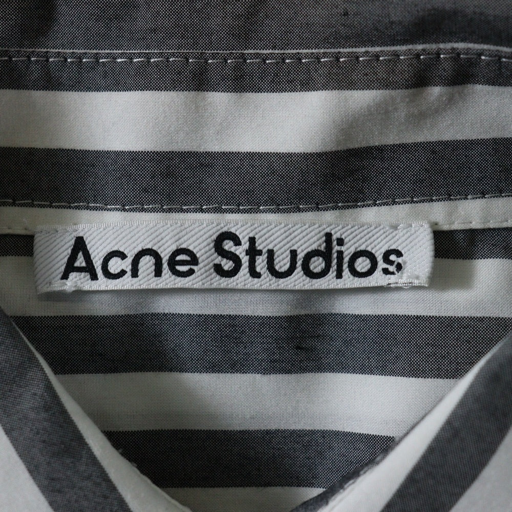Acne Studios(アクネ ストゥディオズ) 24SS Stripe Button-up Shirts ストライプ 半袖シャツ ボタンアップ グレー