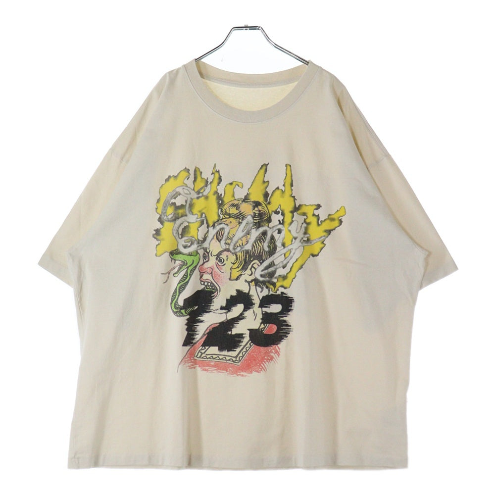 RIVINGTON roi Rebis(リヴィントンロイレビス ) Snake CVA TEE スネークプリント オーバーサイズ クルーネック半袖Tシャツ アイボリー
