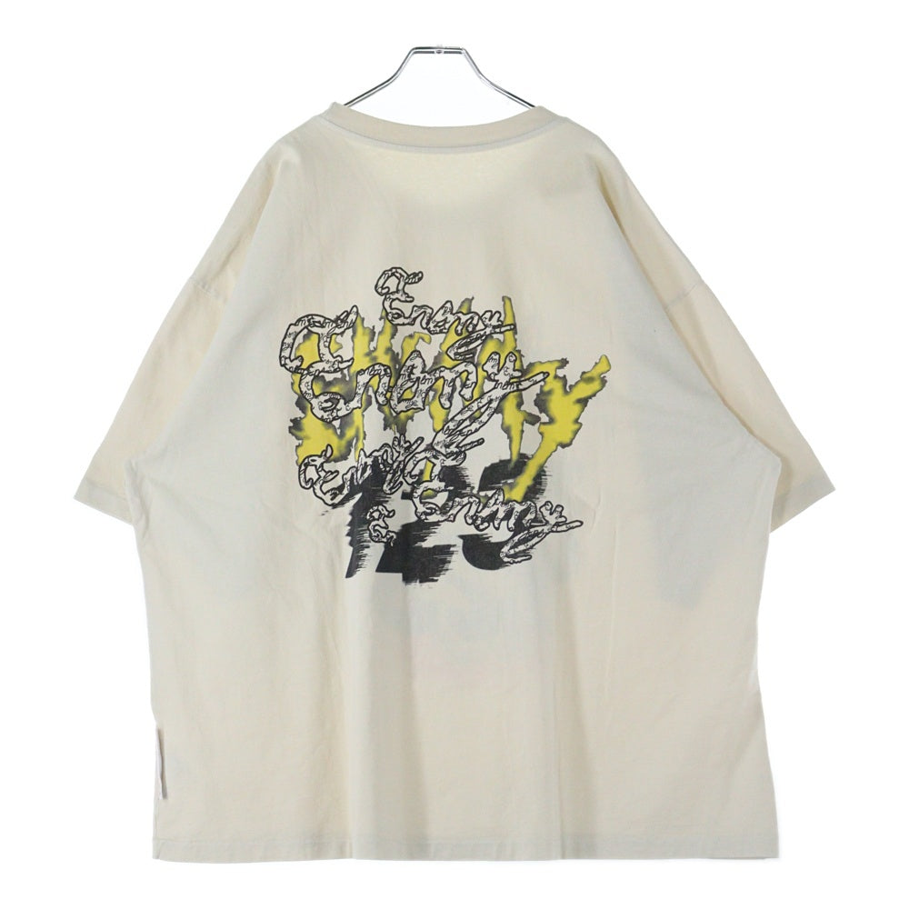RIVINGTON roi Rebis(リヴィントンロイレビス ) Snake CVA TEE スネークプリント オーバーサイズ クルーネック半袖Tシャツ アイボリー