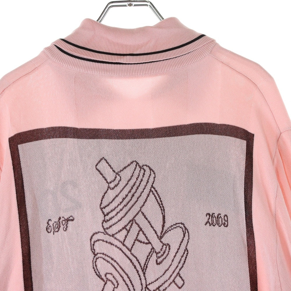 JACQUEMUS(ジャックムス) 25SS バックロゴ刺繍 ゲームニットシャツ 半袖ポロ ピンク 25KN542-2432-410