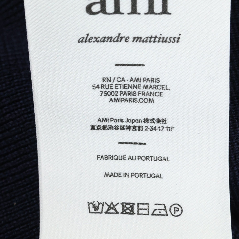 AMI Alexandre Mattiussi(アミアレクサンドルマテュッシ) 25AW KNIT CARDIGAN HKC361.001 ロゴ刺繍 ニットカーディガン ネイビー