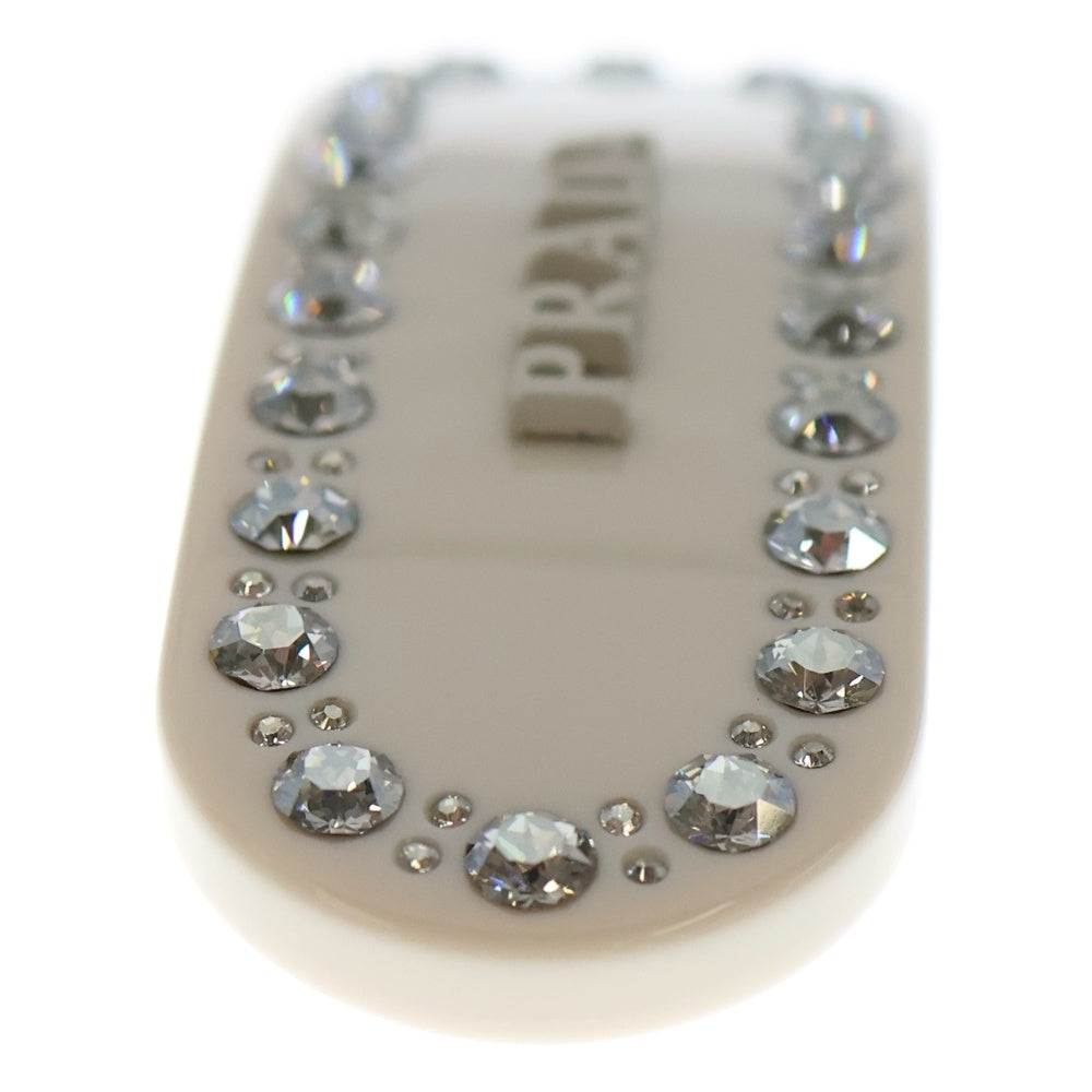 PRADA(プラダ) Hair Clip F03VZ ヘアクリップ ロゴラインストーン アイボリー