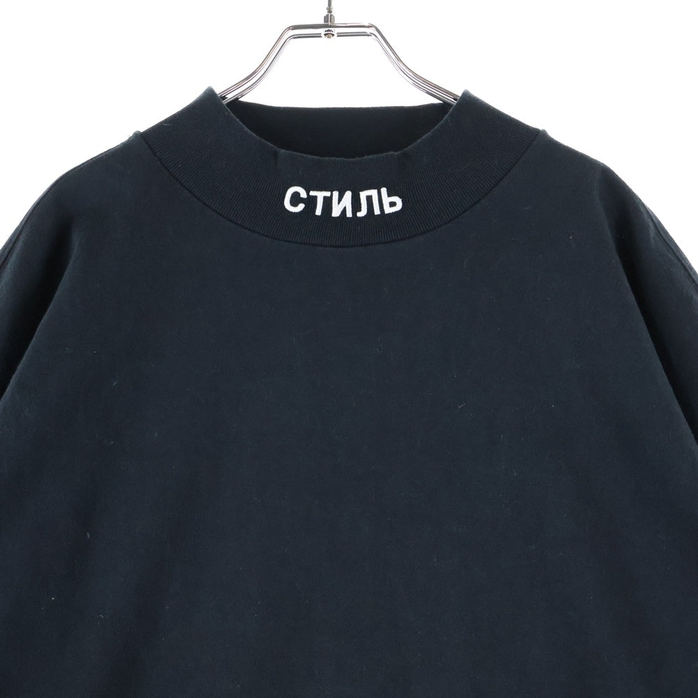 HERON PRESTON(ヘロンプレストン) HP Brush Long-Sleeve Turtleneck T-shirt HMAB017F21JER001 袖プリント タートルネック 長袖カットソー ブラック