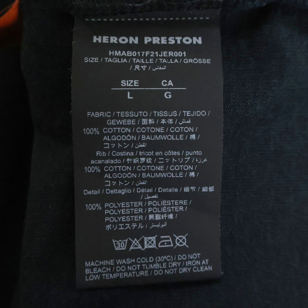 HERON PRESTON(ヘロンプレストン) HP Brush Long-Sleeve Turtleneck T-shirt HMAB017F21JER001 袖プリント タートルネック 長袖カットソー ブラック