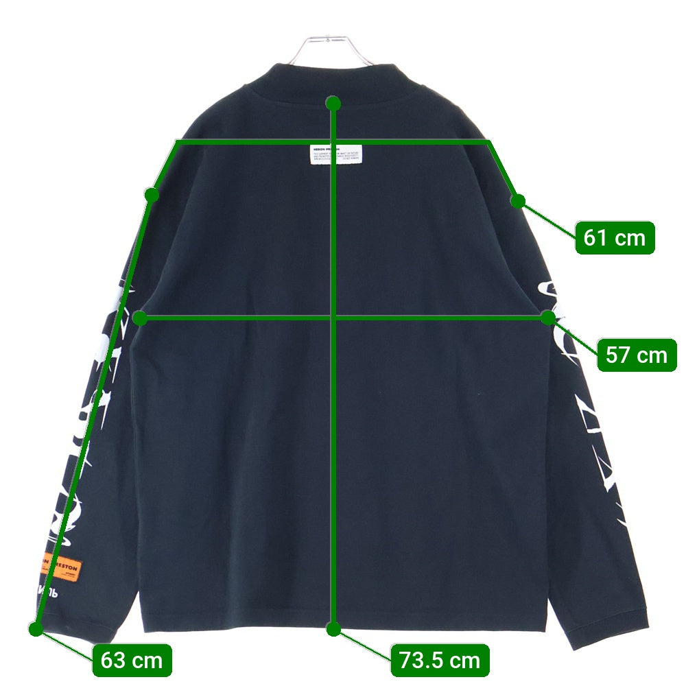 HERON PRESTON(ヘロンプレストン) HP Brush Long-Sleeve Turtleneck T-shirt HMAB017F21JER001 袖プリント タートルネック 長袖カットソー ブラック