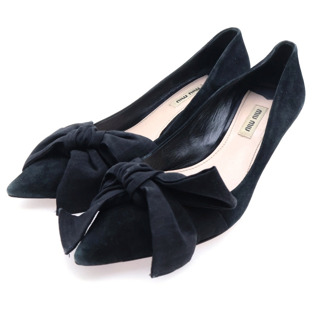 miumiu(ミュウミュウ) リボン パンプス スエードレザー レディース