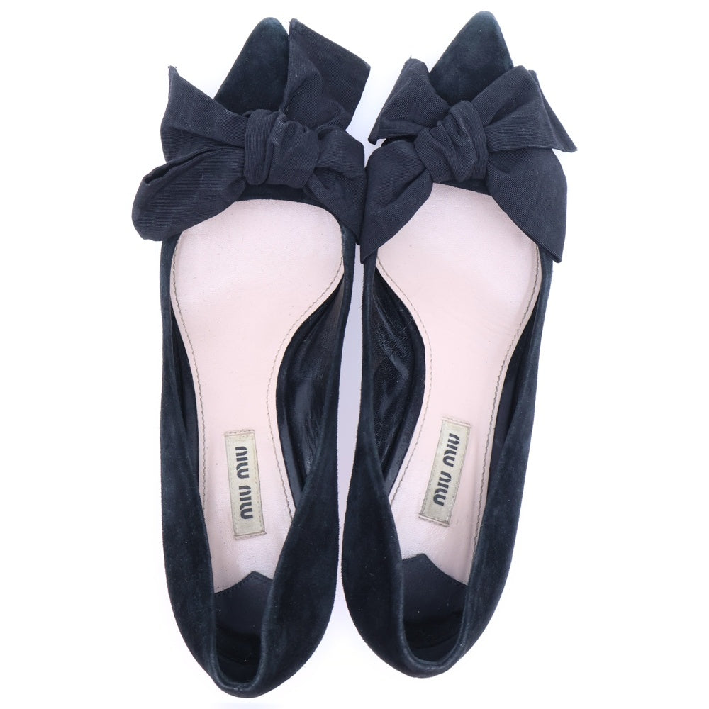 miumiu(ミュウミュウ) リボン パンプス スエードレザー レディース