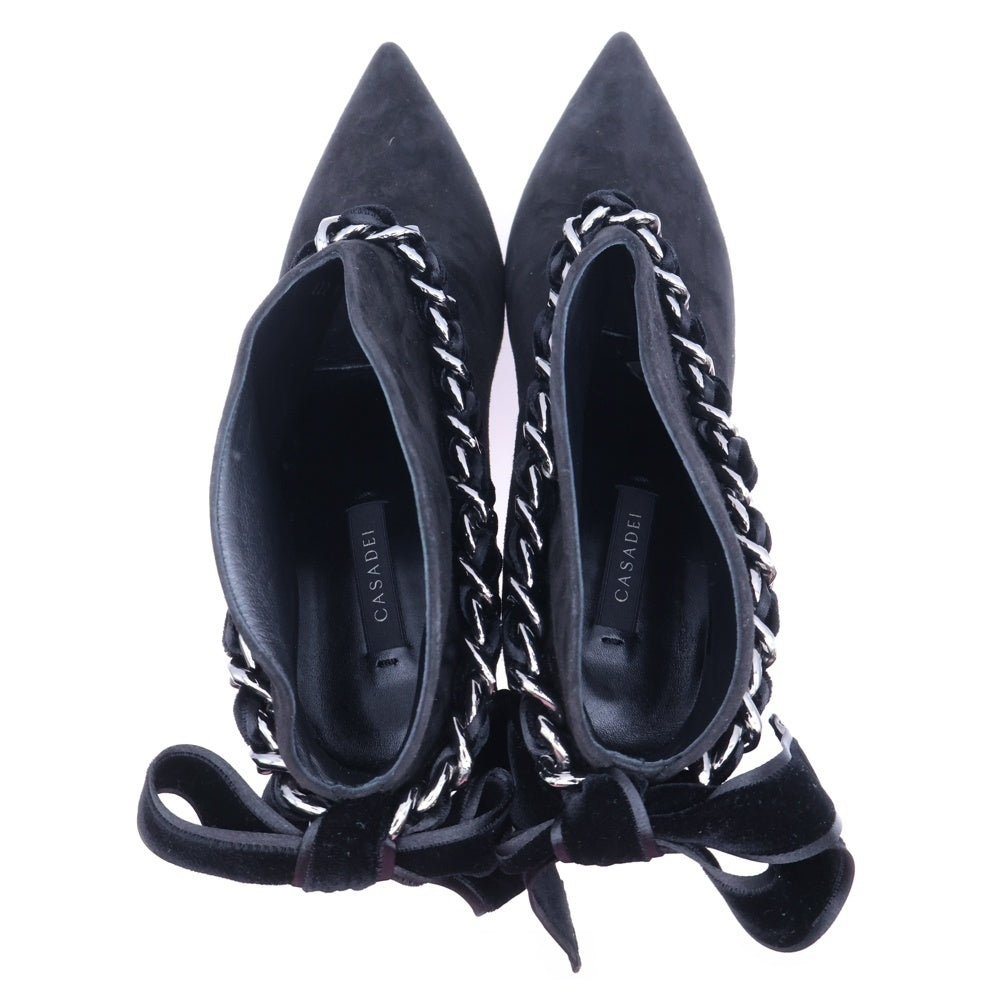 NO BRAND(ノーブランド) CASADEI カサディ チェーンストラップ ショートアンクルブーツ パンプス ブラック