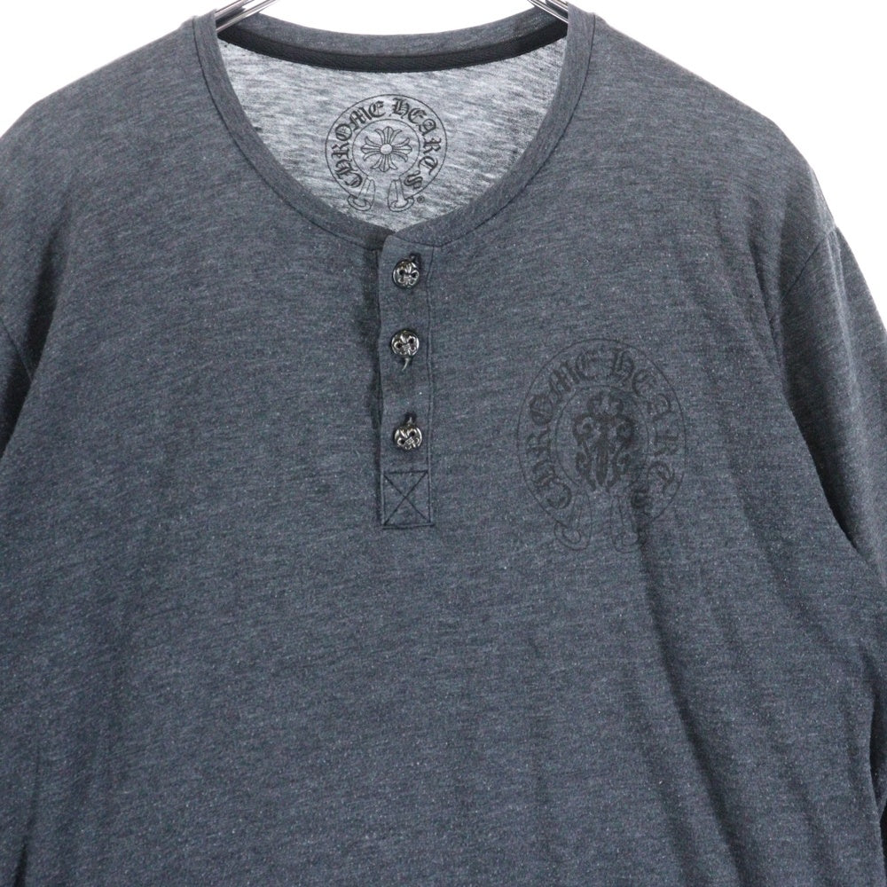 CHROME HEARTS(クロムハーツ) HENRY L/S T-SHIRT BSフレアボタン ヘンリーネック ロングスリーブ 長袖Tシャツ ブラック