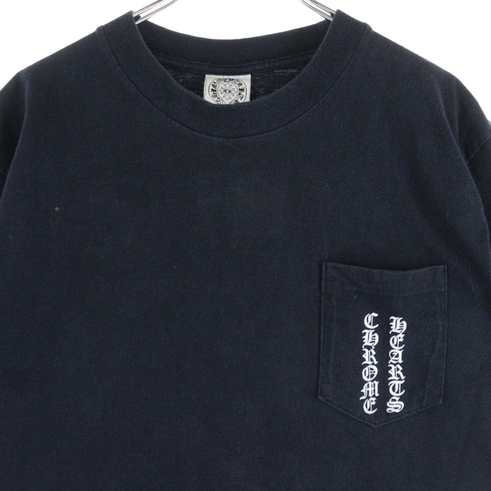 CHROME HEARTS(クロムハーツ) OLD オールドモデル バックスクロールラベルプリント 胸ポケット 半袖Tシャツ カットソー ブラック