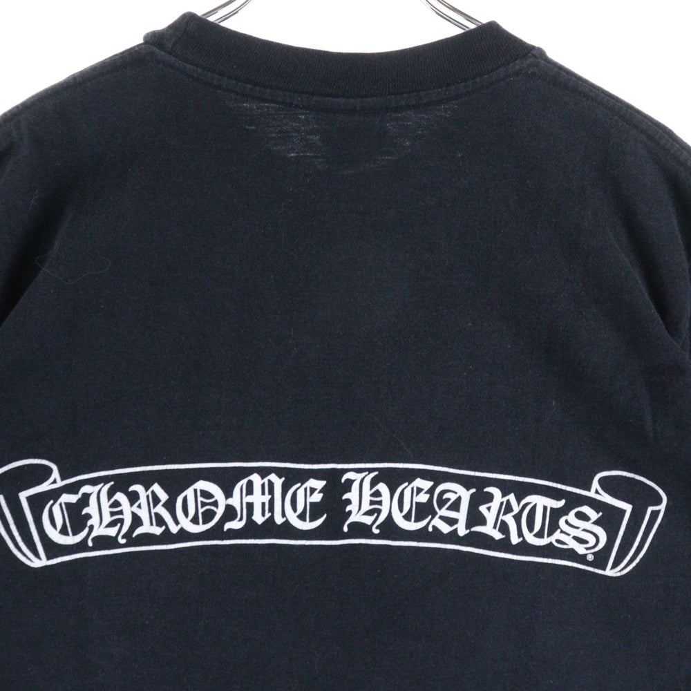 CHROME HEARTS(クロムハーツ) OLD オールドモデル バックスクロールラベルプリント 胸ポケット 半袖Tシャツ カットソー ブラック