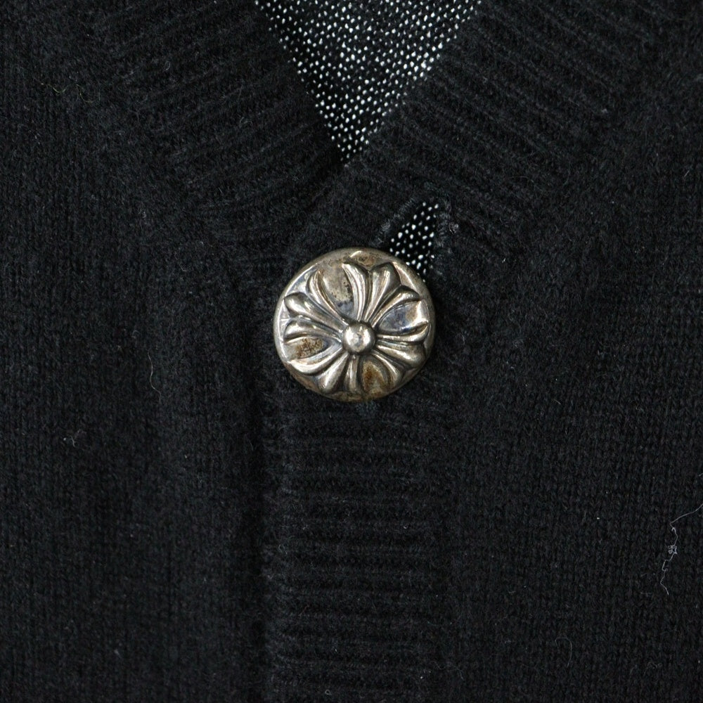 CHROME HEARTS(クロムハーツ) クロスボールボタン セメタリーパッチ カシミアカーディガン シルバー/ブラック