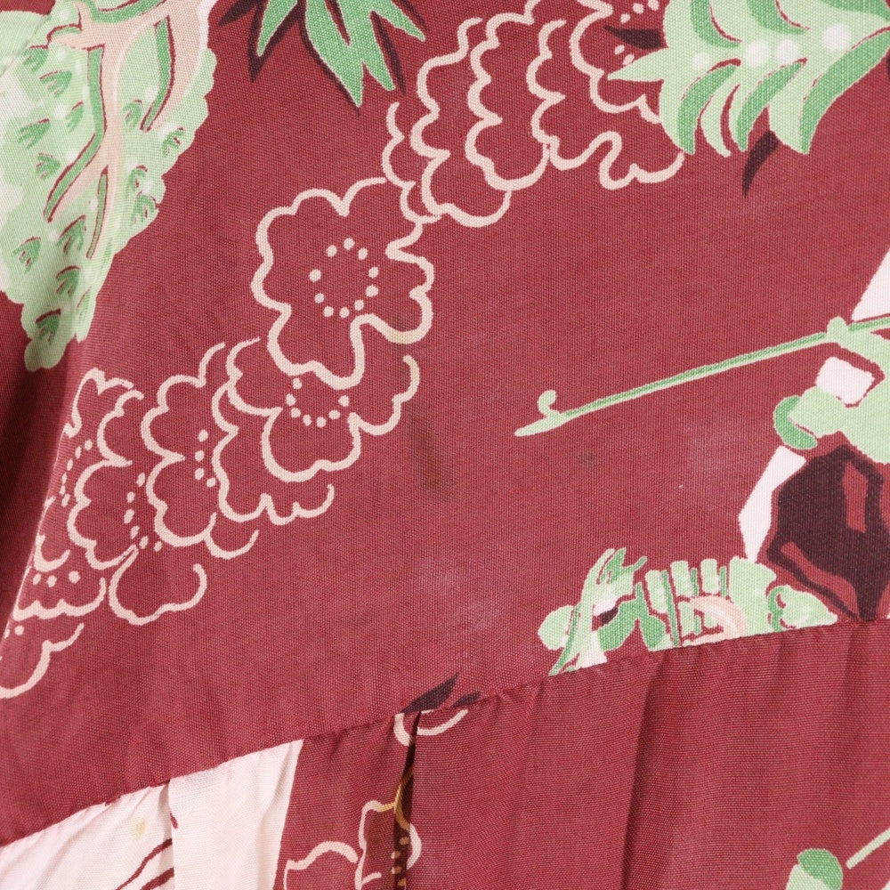 DUKE KAHANAMOKU( デュークカハナモク) 40-50S CHAMPION HAWAIIAN L/S SHIRT ハワイアンアロハ 長袖シャツ レッド