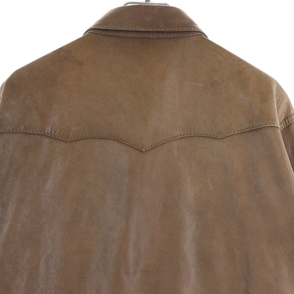 THE FLAT HEAD(フラットヘッド) DEER SKIN WESTERN L/S SHIRT レザー ウエスタン 長袖シャツ 鹿革 ブラウン