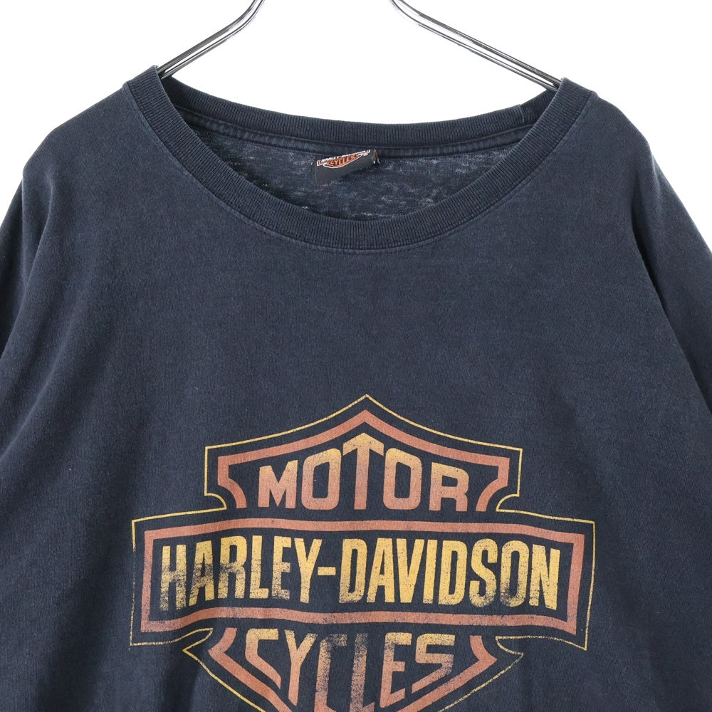 HARLEY DAVIDSON(ハーレーダビッドソン) 00s Bar&Shield Inferno Flames L/S Tee バーアンドシールド インフェルノフレイムス 袖ファイヤー ロングスリーブ 長袖Tシャツ ブラック