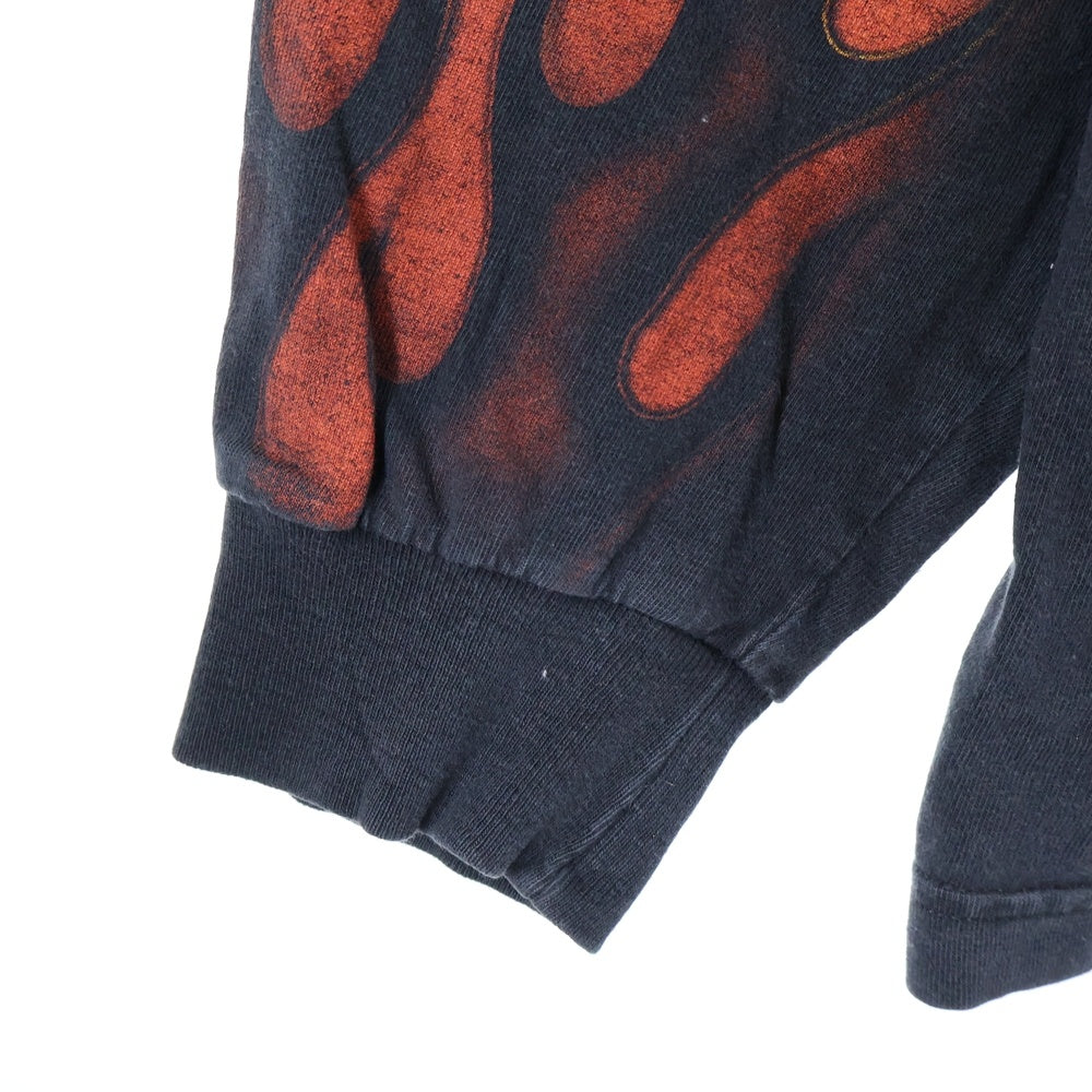 HARLEY DAVIDSON(ハーレーダビッドソン) 00s Bar&Shield Inferno Flames L/S Tee バーアンドシールド インフェルノフレイムス 袖ファイヤー ロングスリーブ 長袖Tシャツ ブラック